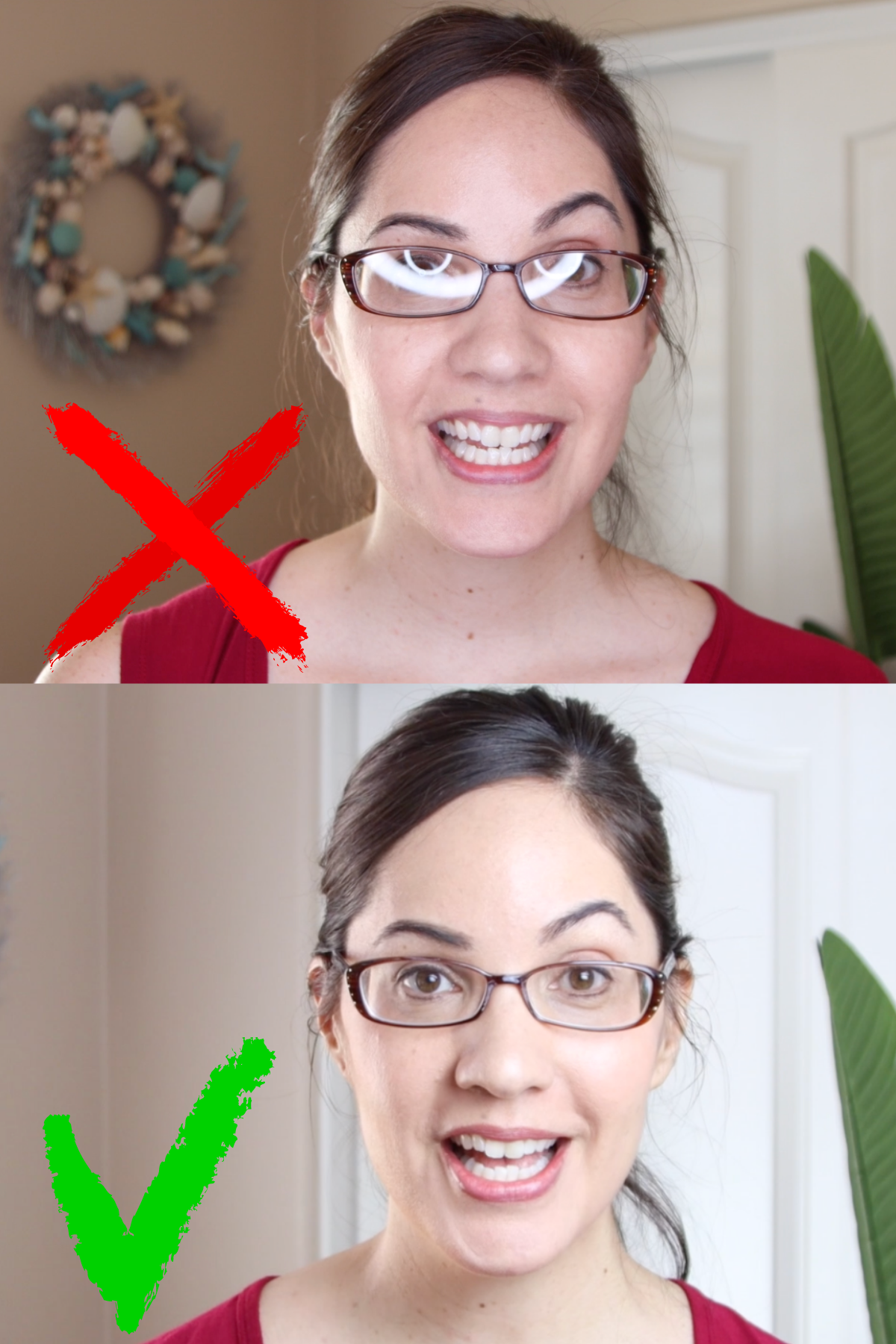 before and after how to avoid glare on glasses